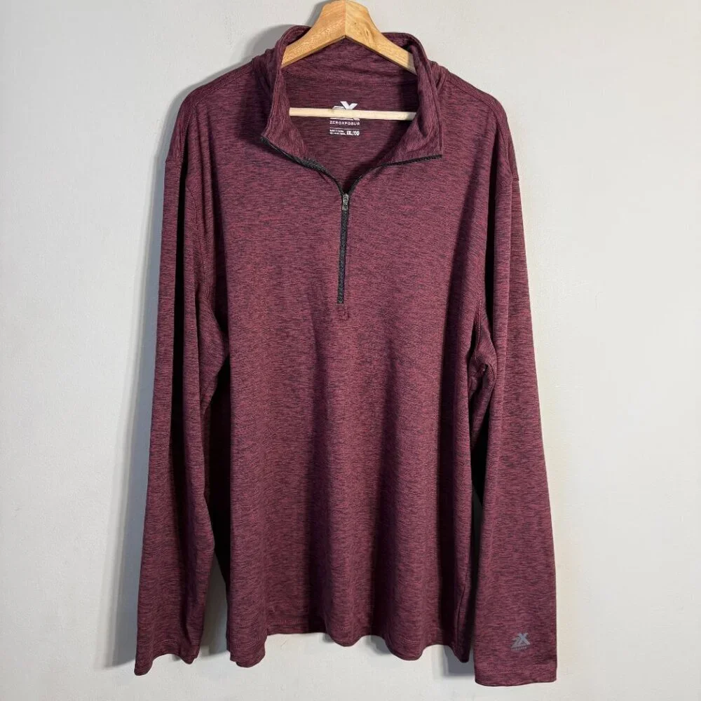 ZeroXposur 1/4 Zip Pullover Jacket Men's XXL Maroon Quick Dry Performance Wear